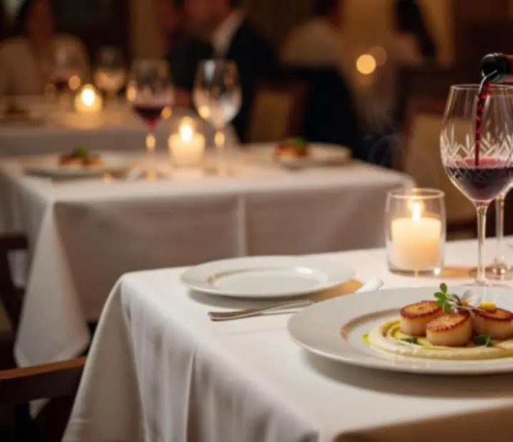 Accord mets & vins servi dans une salle de restaurant élégante