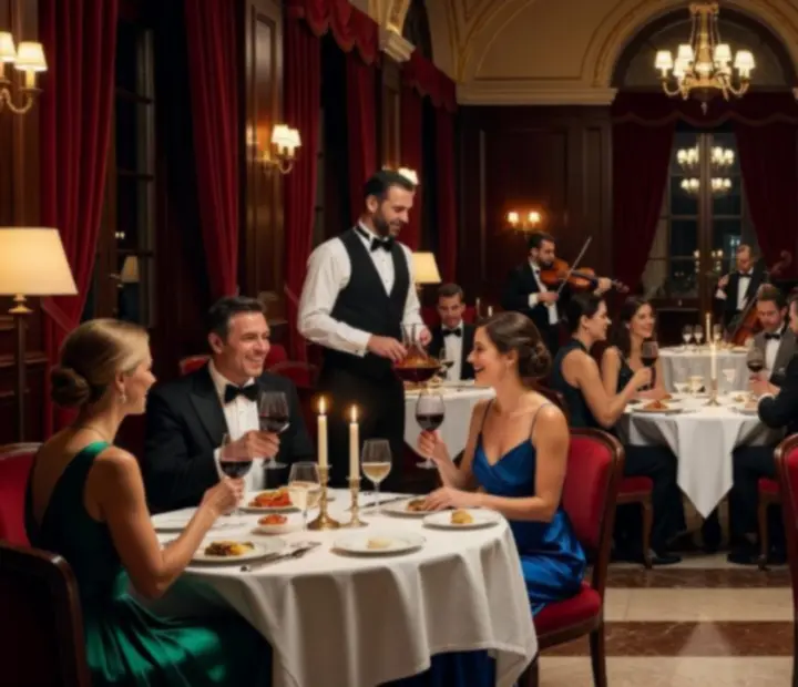 Ambiance de soirée raffinée dans un restaurant éclairé à la bougie